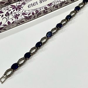 Vintage Style 925 Silver Blue Stone Bracelet